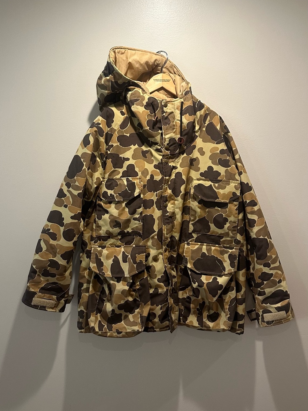 Cabela's Men’s Gortex Lined Camo Hooded Puffer Ski Jacket - Brown/Tan
